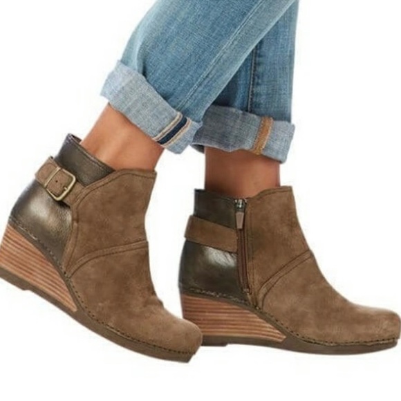 Dansko Shirley Suede Wedge Bootie - Picture 1 of 6